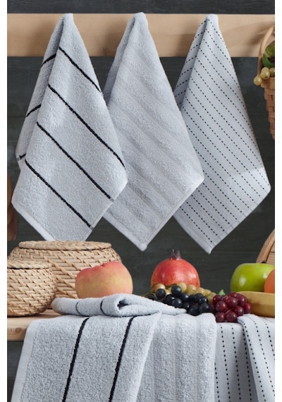 Seher 6'lı Mutfak Ve El&yüz Havlu Seti 30x50 Cm Gri
