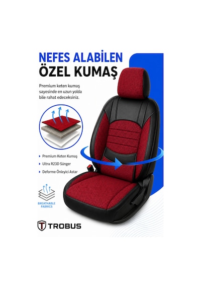 Fiat Tipo 1990-2000 Uyumlu Levante Serisi Bordo Siyah Oto Koltuk Kılıfı