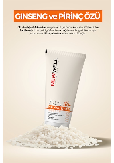 New Well Rice & Ginseng Sunscreen Pirinç Özlü Güneş Kremi SPF50+ 50 ML