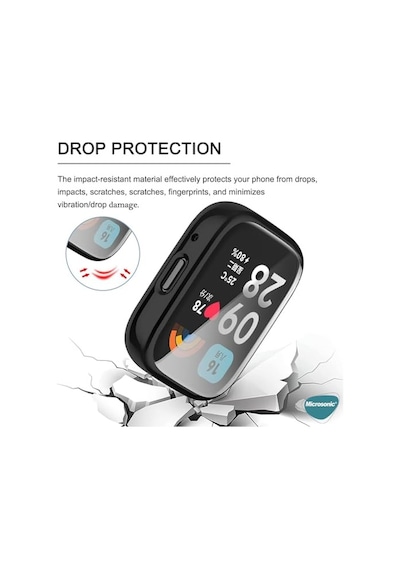 Xiaomi Redmi Watch 5 Lite Kılıf 360 Full Round Soft Silicone Siyah Redmi Watch 5 Lite İle Uyumlu Kılıf - Siyah