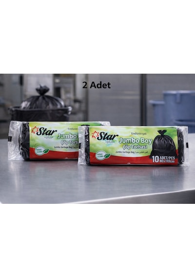Star Plus Endüstriyel Boy Atık Torbası 80x110 Cm 10 Adet Dayanıklı Sanayi Tipi Atık Poşeti 2 Adet