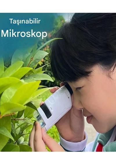 Micro1 Küçük Boy Mini Mikroskop Eğitici Mikroskop Zoom Led Işıklı 300x Zoom