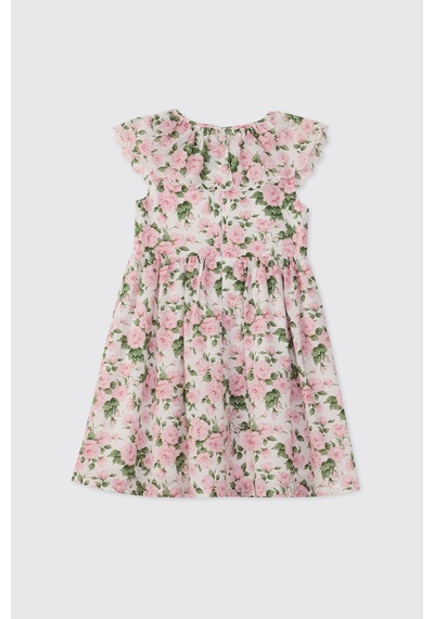 Panço Liberty Kumaş Kız Bebek Gül Desenli Elbise 5611gb26002 Pembe