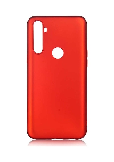 Noktaks - Realme C3 Uyumlu - Kılıf Mat Soft Premier Silikon Kapak - Kırmızı