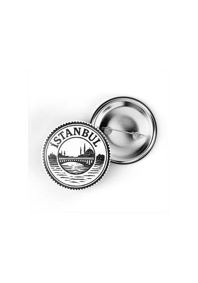5 Adet İğneli Çanta Rozeti - Haliç - İstanbul - 44 MM Çok Renkli
