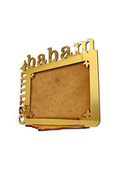 Babalar İçin Gold Aynalı Pleksi Fotoğraf Çerçevesi Canım Babam