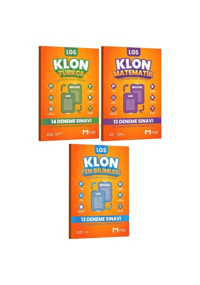 Mozaik Yayınları 8. Sınıf Lgs Türkçe Matematik Fen Bilimleri 40'lı Klon Deneme Seti