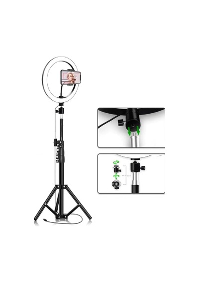 10 Inç Ring Light 3 Renk Işıklı Youtuber Led Işıklı 2.1 Metre Tripod Selfie Makyaj Işığı Çok Renkli