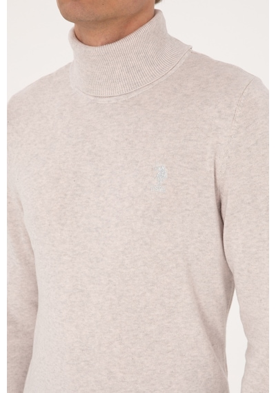 U.S. Polo Assn. Erkek Slim Fit Boğazlı Yaka Taş Basic Kazak 50288884-VR225