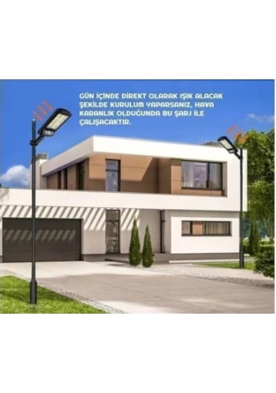 Uzaktan Kumandalı 6 Gözlü 120 Led'li Solar 3 Modlu Hareket Sensörlü Su Geçirmez Bahçe-kapı Önü Sokak Lambası Projektör