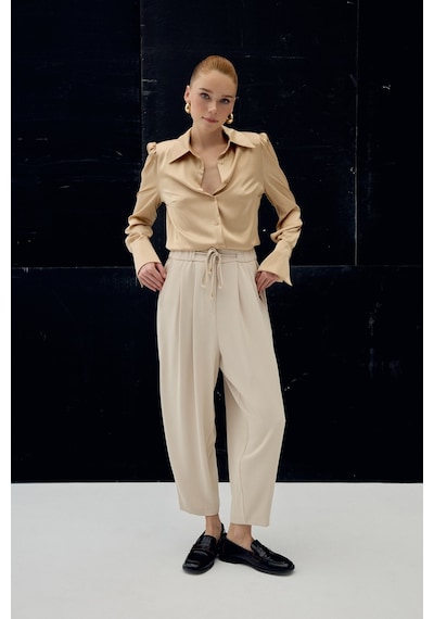 Sateen Talia Pantolon - Bej-137097 Bej
