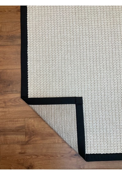 Saraz Halı Kumaş Bordür Gri Bukle Antrasit Bordür Halı Salon Koridor Mutfak Çocuk Odası Halısı Kilim S267 Beyaz