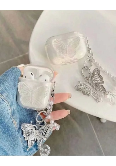 Apple Uyumlu iPhone 1/2. Nesil  Koruyucu Bluetooth Kulaklık Kılıfı Kelebek Airpods 1/2. Nesil