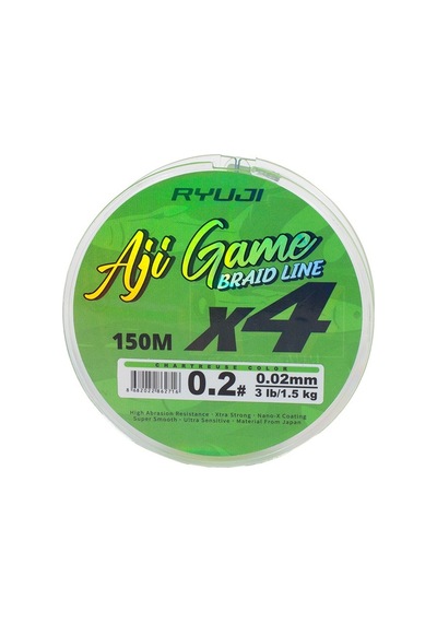 Ryujı Ajı Game 4x,150m, Chartreuse İp Misina 0,05 Mm