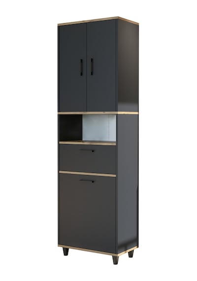 Çamaşır Sepetli Banyo Dolabı, Çok Amaçlı Dolap 60 X 200 Antrasit- Atlantik Çam Çamaşır Sepetli Banyo Dolabı, Çok Amaçlı Dolap 60 X 200 Antrasit- Atlantik Çam