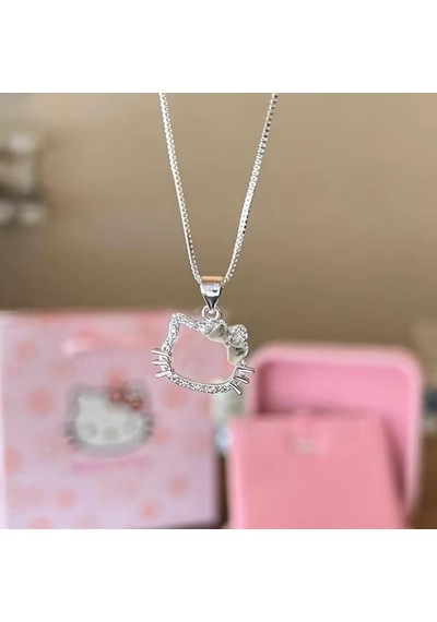 Kadın Kolye Hello Kitty Parlak 925 Ayar Gümüş Parlak Özel Kaplama Işıl Işıl Hediyelik Kadın / Genç K Çok Renkli