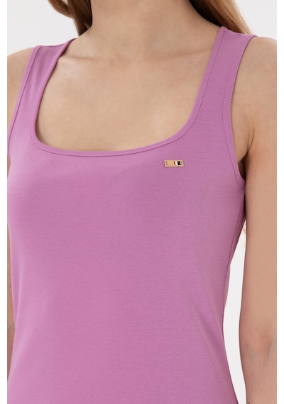 U.S. Polo Assn. Kadın Pembe Yırtmaçlı Kolsuz Kare Yaka Midi Boy Örme Elbise 50305835-VR023