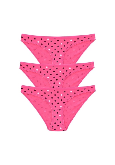 Pemilo Kadın 3'Lü Paket Desenli Bikini Külot Fuşya (481017854)-Tek Ebat-Fuşya