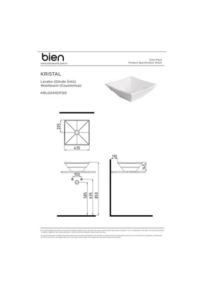 Kare Beyaz Deliksiz Lavabo 41 Cm Modern Tasarım İle Fonksiyonel Kullanım 508 Yeşil