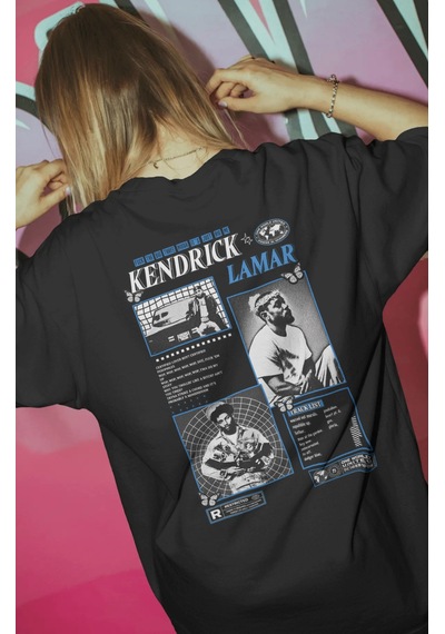 Kendrick Lamar Rapper Şarkıcı Baskılı Unisex Oversize Premium Tiş Siyah