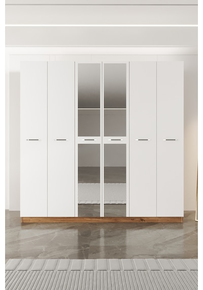 Aeka Ae-2191 Hisar Aynalı 6 Kapaklı Çok Bölmeli Askılı Ve Raflı Geniş Hacimli Gardırop 210x210 Cm Atlantik Çam - Beyaz Aeka Ae-2191 Hisar Aynalı 6 Kapaklı Çok Bölmeli Askılı Ve Raflı Geniş Hacimli Gardırop 210x210 Cm Atlantik Çam - Beyaz