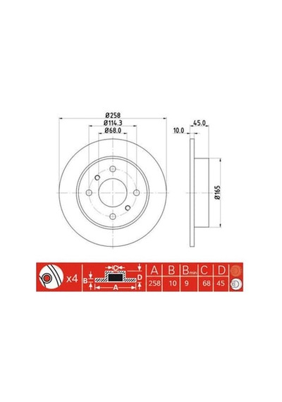 IOTO 10409-30303 Fren Diski Arka 258 Mm. Primera 1996-1999 Almera 2000-
