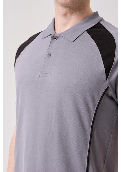 Vancelya Polo Yaka T-shirt Nefes Alabilir, Şık Ve Rahat, Günlük Ve İş Kullanımı İçin Erkek Tişört Gri-siyah