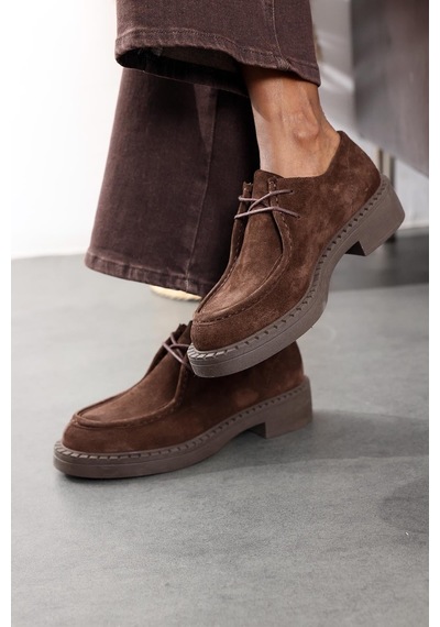 5in1Canpolat Kahverengi Bağcıklı Loafer 20467