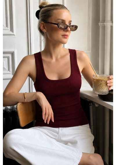 Madmext Bordo Kalın Askılı Kadın Atlet Mg2440