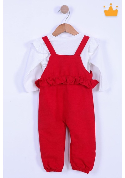 Babyhola Kız Bebek Çocuk Salopet Badi Takım 2338 Kırmızı