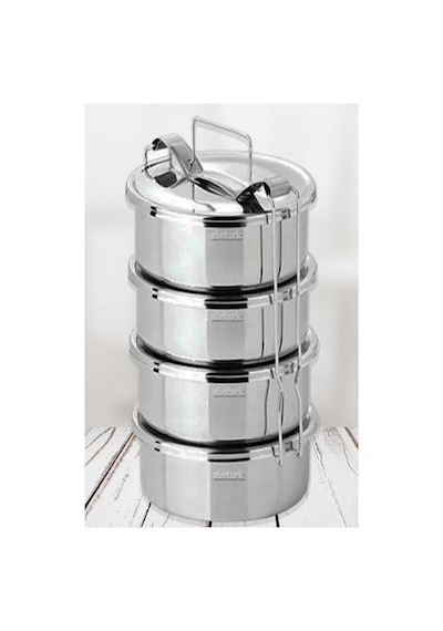 Isıtılabilir Çelik Sefer Tası 4 Litre Paslanmaz 5-6 Kişilk 4 Kap Sefertası Yemek Taşıma Kabı 17x22cm 0