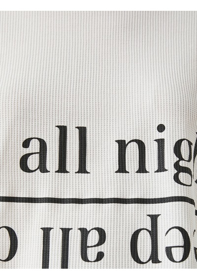 Koton Baskılı Crop Pijama Üst Ekru 2ylk73821mk