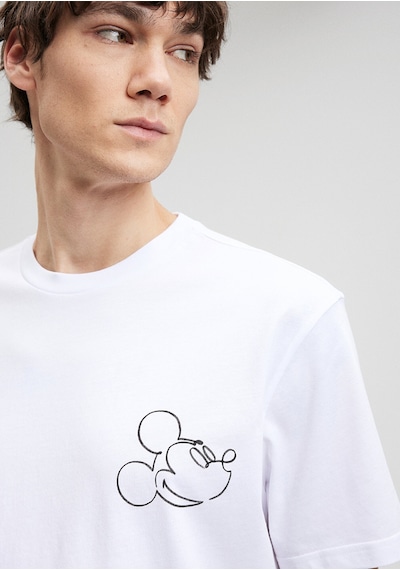 Mavi - Mickey Mouse Baskılı Beyaz Tişört 0611979-620 Beyaz