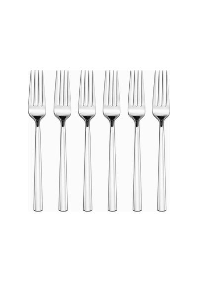 Yemek Çatalı, 6'li Paslanmaz Çelik Çatal Seti, Gümüş Metal 20 Cm, 6 Adet Çok Renkli