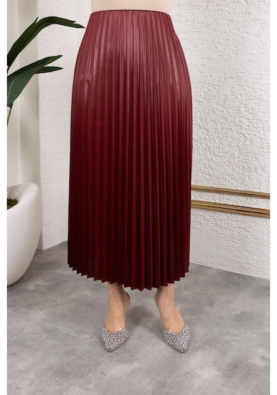 Hira Life Fashion Kadın Tesettür Giyim Ve Deri Görünümlü Beli Lastik Detayı İle Piliseli Uzun Etek Bordo Bordo Hira Life Fashion Kadın Tesettür Giyim Ve Deri Görünümlü Beli Lastik Detayı İle Piliseli Uzun Etek Bordo Bordo
