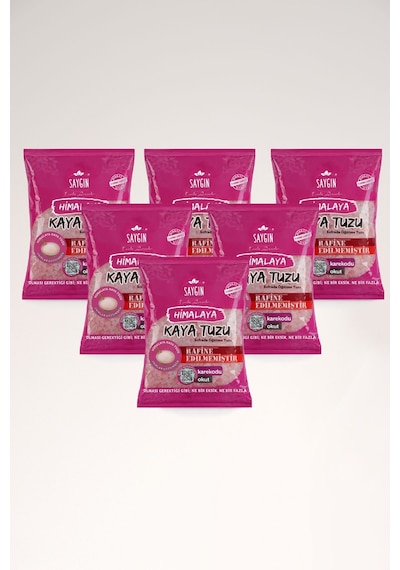 Saygın Tuz Rafine Edilmemiş Doğal Himalaya Kristal Kaya Tuzu Sofrada Öğütme İri Taneli Paketli 6 x 500 G