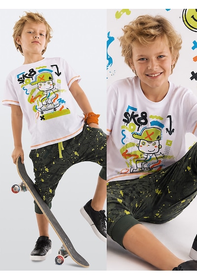 Kaykay Splash Erkek Çocuk Yazlık T-shirt Kapri Takım