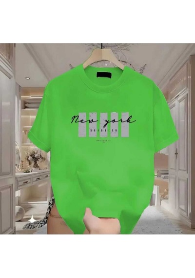 Kozia Outdoors Malkoçbey Newyork Broklıyn Baskılı Overisze Unisex Basic T-shirt Benetton Yesil