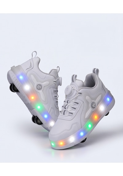 2256-n-drops Led Işıklı Çift Tekerlekli Akıllı Bağcıklı Unisex Çocuk Patenli Ayakkabı Beyaz 2256-n-drops Led Işıklı Çift Tekerlekli Akıllı Bağcıklı Unisex Çocuk Patenli Ayakkabı Beyaz