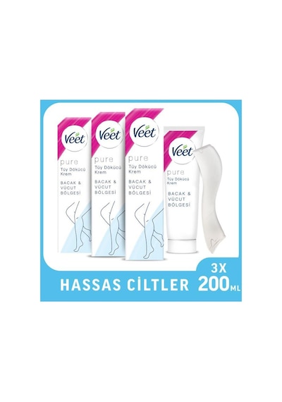 Pure Hassas Ciltler Tüy Dökücü Krem 200 Ml X 3 Avantaj Paketi