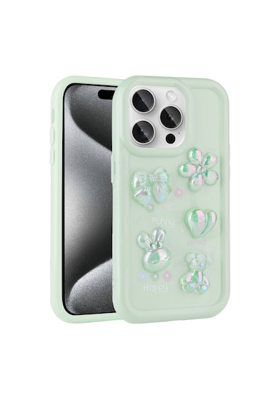 Apple Uyumlu iPhone 15 Pro Max Kılıf Kabartma Figürlü Parlak Zore Toys Silikon Kapak Caselab