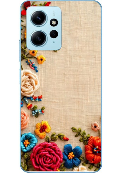 Redmi Note 12 4g Uyumlu İşlemeli İğne Oyası Baskılı Silikon Kılıf Renkli