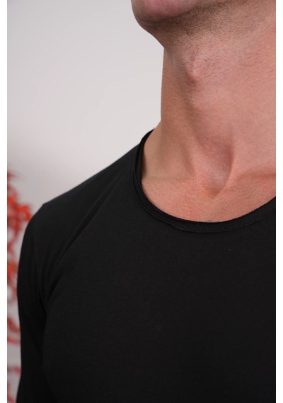 Modefendi Erkek Siyah Pamuk Basic T-shirt