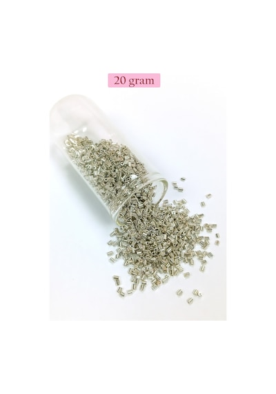 Kesme Cam Boncuk 2mm - 20 Gram - Parlak Gümüş -bnc328