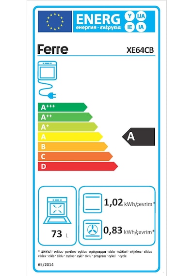 Ferre XE64CB Steamart & Fryart Serisi 73 LT Buharlı Pişirme Ankastre Fırın