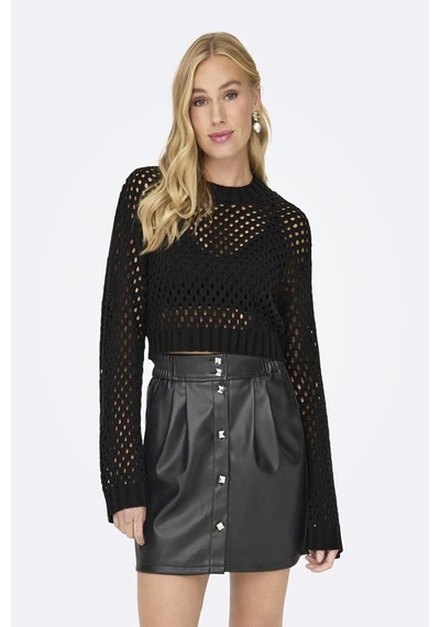 Only Onlsmılla Short Pullover L/s Knt Noos Siyah