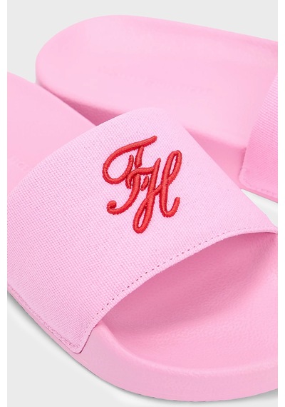 Tommy Hilfiger Logo Nakışlı Kanvas Terlik Bayan Terlik Fw0fw09286 Tor Pembe