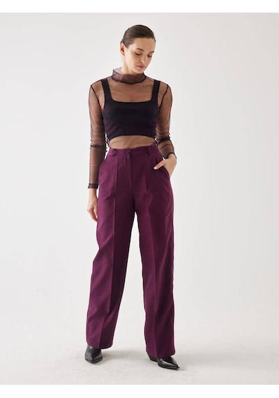 Süet Bordo Bol Paça Pantolon 001