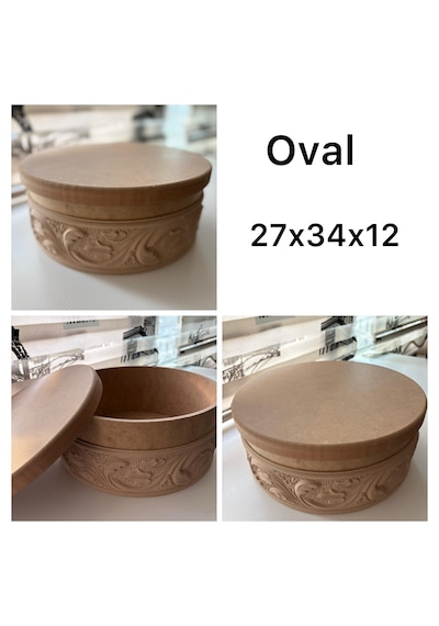 Ham Ahşap Oval Dekoratif Kutu 8