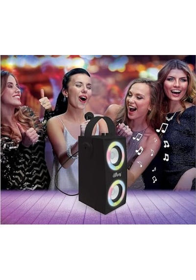 Hoparlör - Taşınabilir Mikrofon Hoparlörü Karaoke Işık Efektleri Kablosuz Usb Sd Kart Şarj Edilebilir Pil Siyah